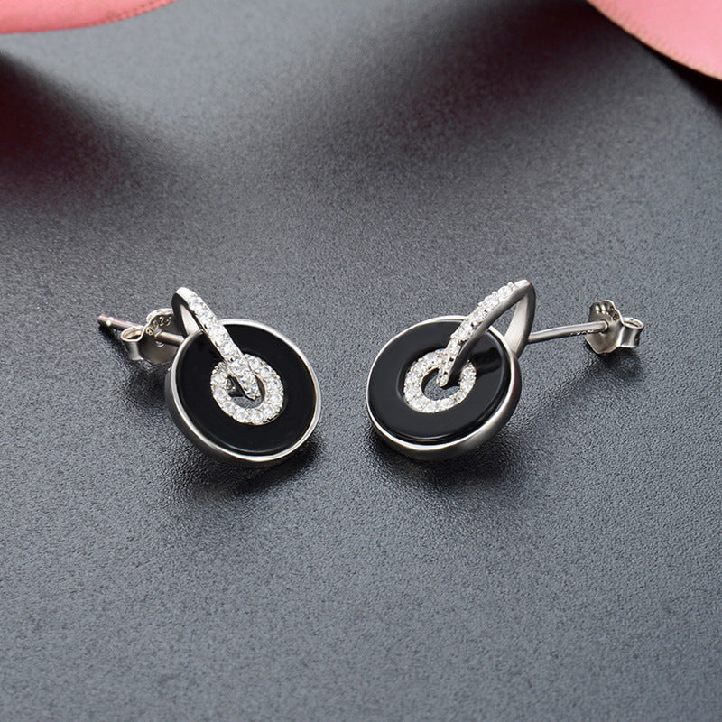 925 Sterling Silver Circle Stud Earrings - Minimalist Geometric Office Earrings for Professional Women