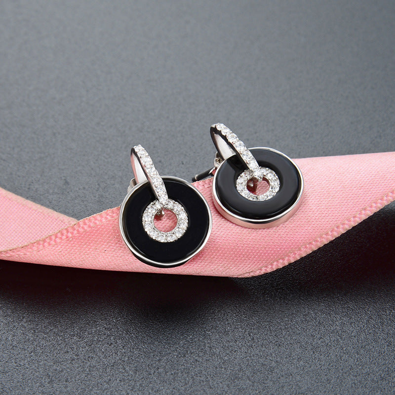 925 Sterling Silver Circle Stud Earrings - Minimalist Geometric Office Earrings for Professional Women