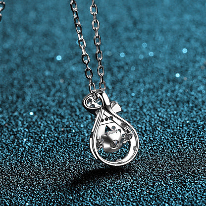 925 Sterling Silver Coin Purse Pendant Necklace - 0.3CT/0.5CT Moissanite Bohemian Collarbone Chain