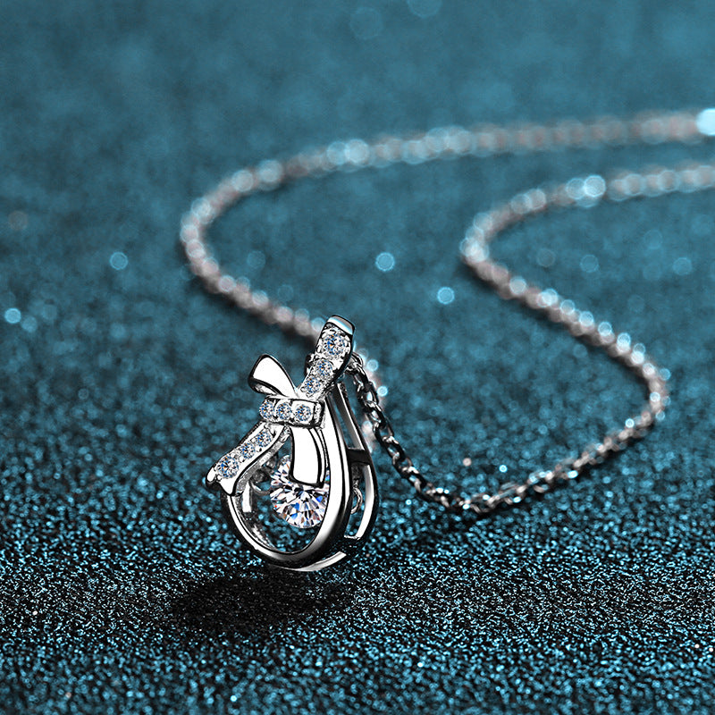925 Sterling Silver Coin Purse Pendant Necklace - 0.3CT/0.5CT Moissanite Bohemian Collarbone Chain