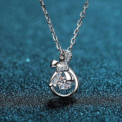 925 Sterling Silver Coin Purse Pendant Necklace - 0.3CT/0.5CT Moissanite Bohemian Collarbone Chain