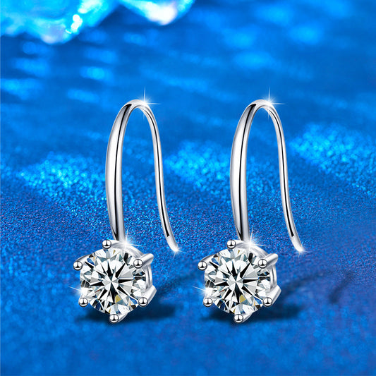 925 Sterling Silver Crown Double Hoop Earrings with 1.2ct Moissanite Rhodium Plated Luxury Jewelry for Women