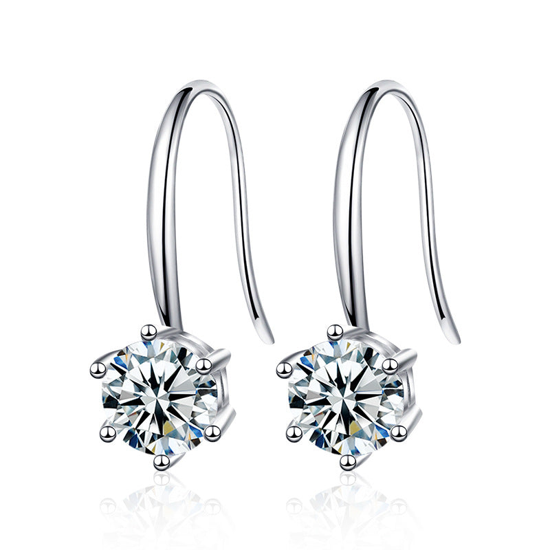 925 Sterling Silver Crown Double Hoop Earrings with 1.2ct Moissanite Rhodium Plated Luxury Jewelry for Women