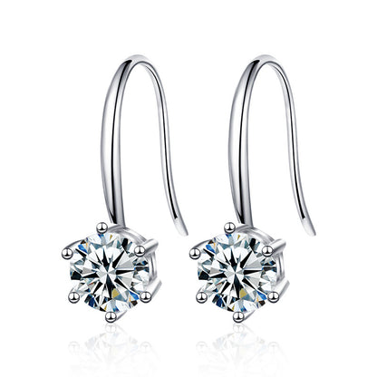 925 Sterling Silver Crown Double Hoop Earrings with 1.2ct Moissanite Rhodium Plated Luxury Jewelry for Women