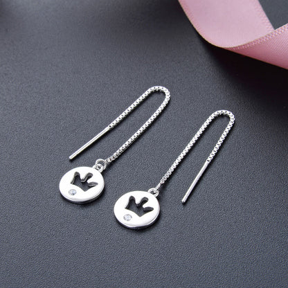 925 Sterling Silver Crown Drop Earrings - Korean Style Geometric Dangle Earrings with Plastic Ear Stoppers