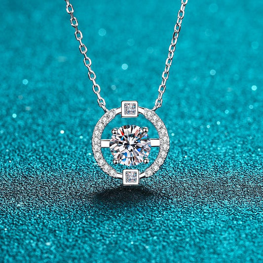 925 Sterling Silver Crown Pendant Necklace - 0.5CT to 3CT Moissanite Ethnic-Inspired Chain