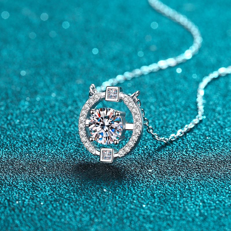 925 Sterling Silver Crown Pendant Necklace - 0.5CT to 3CT Moissanite Ethnic-Inspired Chain