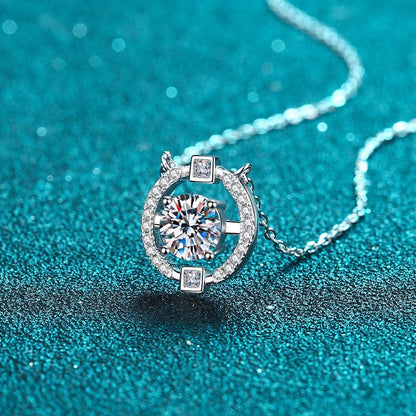 925 Sterling Silver Crown Pendant Necklace - 0.5CT to 3CT Moissanite Ethnic-Inspired Chain