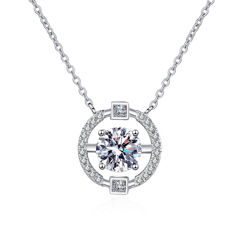 925 Sterling Silver Crown Pendant Necklace - 0.5CT to 3CT Moissanite Ethnic-Inspired Chain
