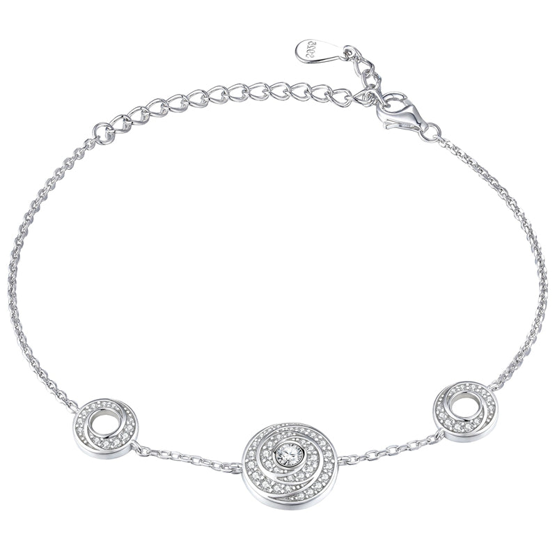 925 Sterling Silver Crown & Diamond Dial Bracelet - Elegant Statement Jewelry