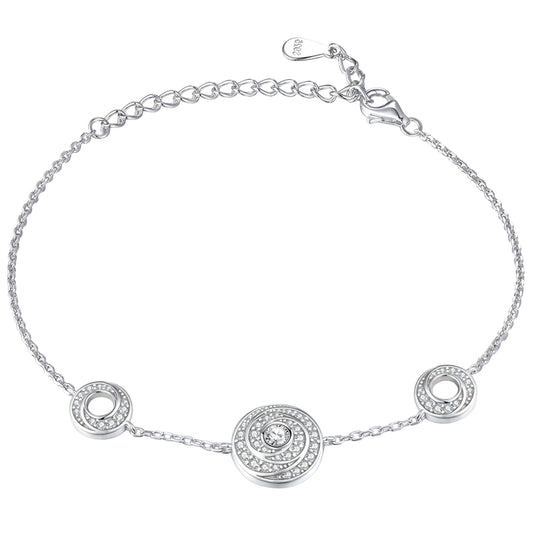 925 Sterling Silver Crown & Diamond Dial Bracelet - Elegant Statement Jewelry