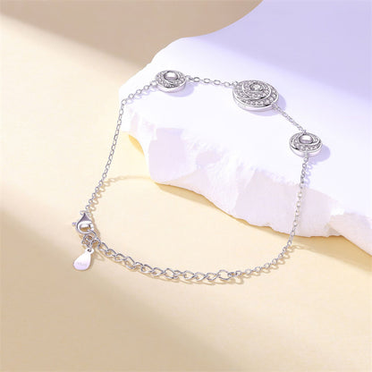 925 Sterling Silver Crown & Diamond Dial Bracelet - Elegant Statement Jewelry