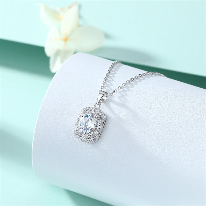 925 Sterling Silver Cubic Zirconia Pendant Necklace - Minimalist Birthstone Collarbone Chain
