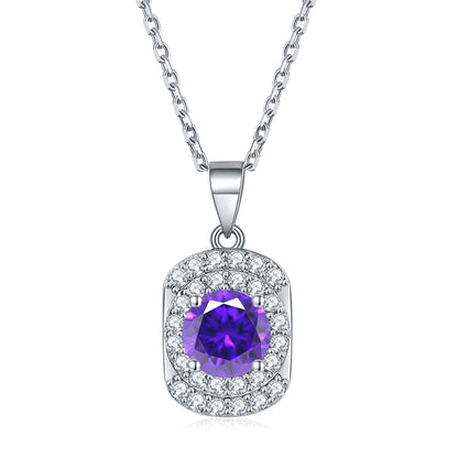 925 Sterling Silver Cubic Zirconia Pendant Necklace - Minimalist Birthstone Collarbone Chain