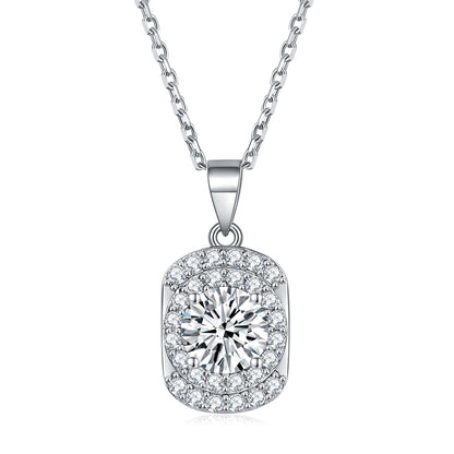 925 Sterling Silver Cubic Zirconia Pendant Necklace - Minimalist Birthstone Collarbone Chain