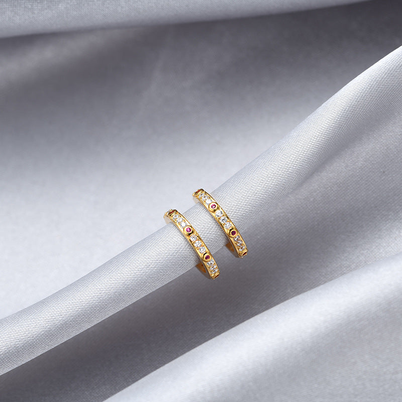925 Sterling Silver Cubic Zirconia Stud Earrings - Korean Style Round Geometric Earrings for Women with Plastic Ear Stoppers