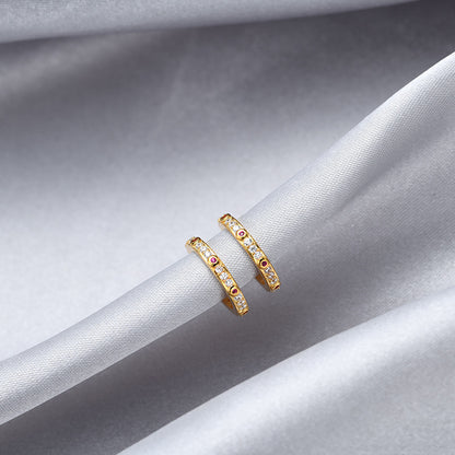 925 Sterling Silver Cubic Zirconia Stud Earrings - Korean Style Round Geometric Earrings for Women with Plastic Ear Stoppers
