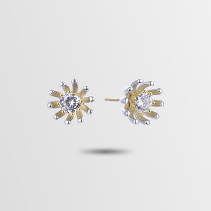 925 Sterling Silver Daisy Stud Earrings - Korean Style Floral CZ Earrings with Plastic Backs