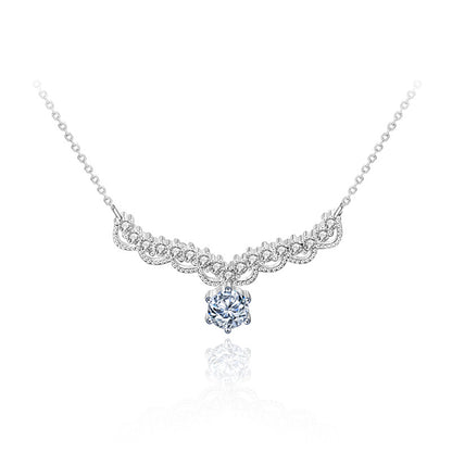925 Sterling Silver Deer Pendant Necklace with 0.5ct Moissanite Cross Chain Women's Instagram Style Jewelry