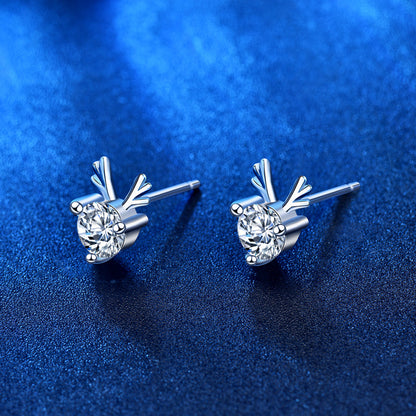 925 Sterling Silver Deer Stud Earrings with 0.5ct Moissanite Instagram Style Animal Jewelry for Women