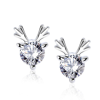 925 Sterling Silver Deer Stud Earrings with 0.5ct Moissanite Instagram Style Animal Jewelry for Women