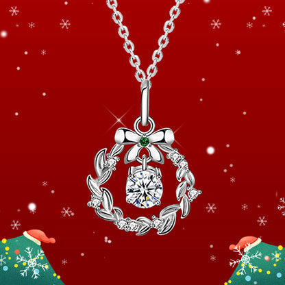 925 Sterling Silver Diamond-Cut Christmas Pendant Necklace - 0.5ct Moissanite Cross Chain in White Gold Plated (16-20 Inch) Women's Holiday Jewelry Gift
