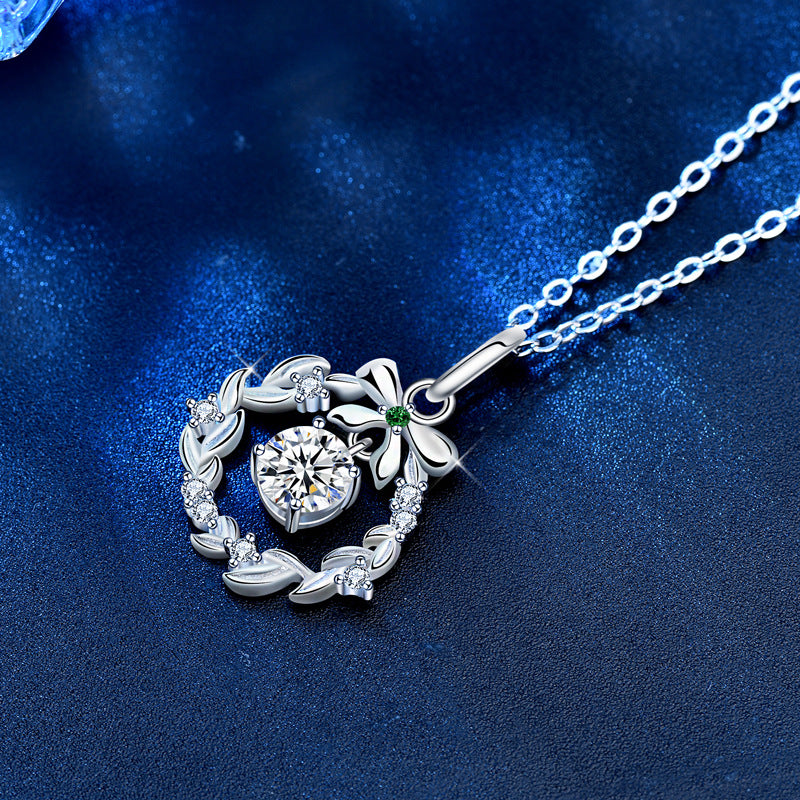 925 Sterling Silver Diamond-Cut Christmas Pendant Necklace - 0.5ct Moissanite Cross Chain in White Gold Plated (16-20 Inch) Women's Holiday Jewelry Gift