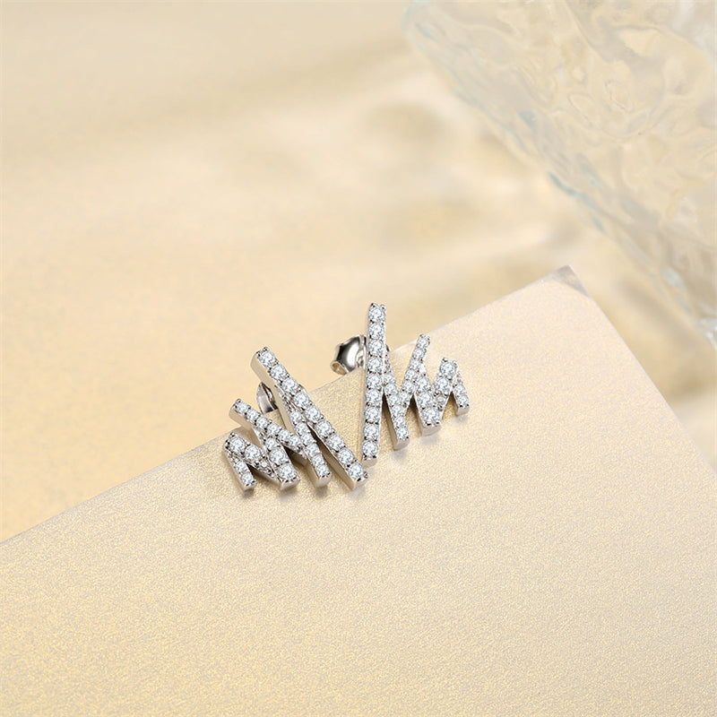 925 Sterling Silver Diamond-Cut Earrings for Women Elegant Geometric Zircon Studs White Gold Plated