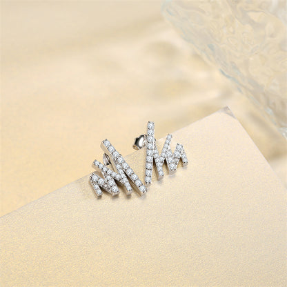 925 Sterling Silver Diamond-Cut Earrings for Women Elegant Geometric Zircon Studs White Gold Plated