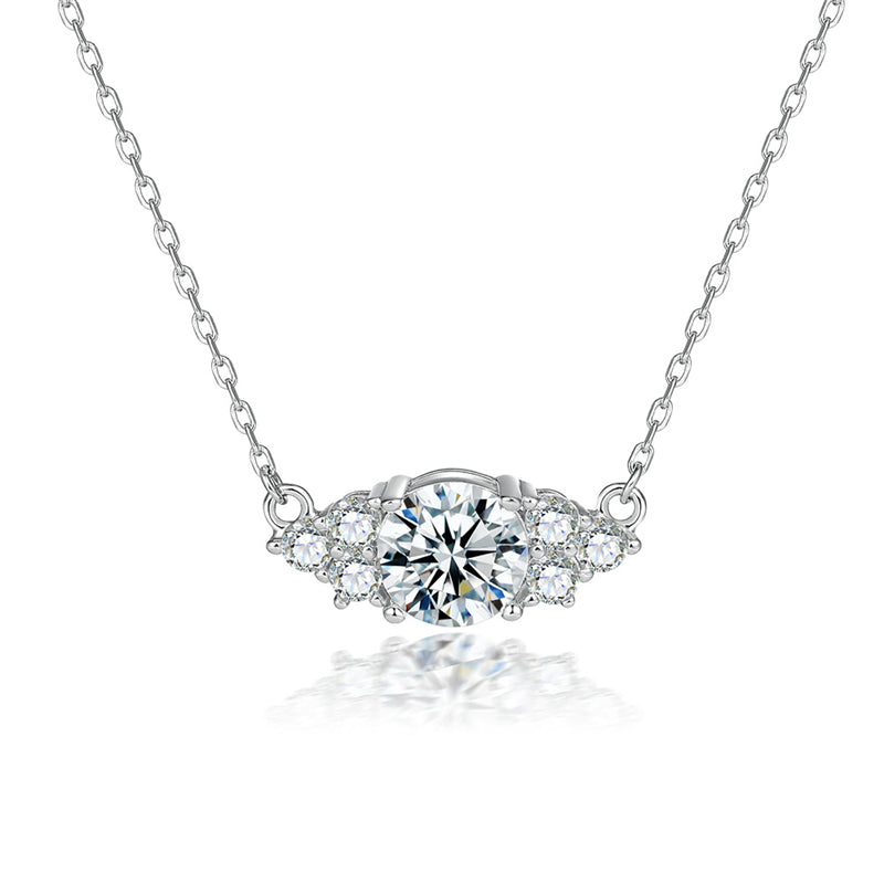 925 Sterling Silver Diamond-Cut Zircon Pendant Necklace - Modern Geometric Collarbone Chain