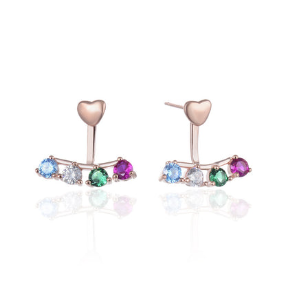 925 Sterling Silver Diamond Cartoon Stud Earrings - 2.2g Playful Office Earrings with Plastic Backs