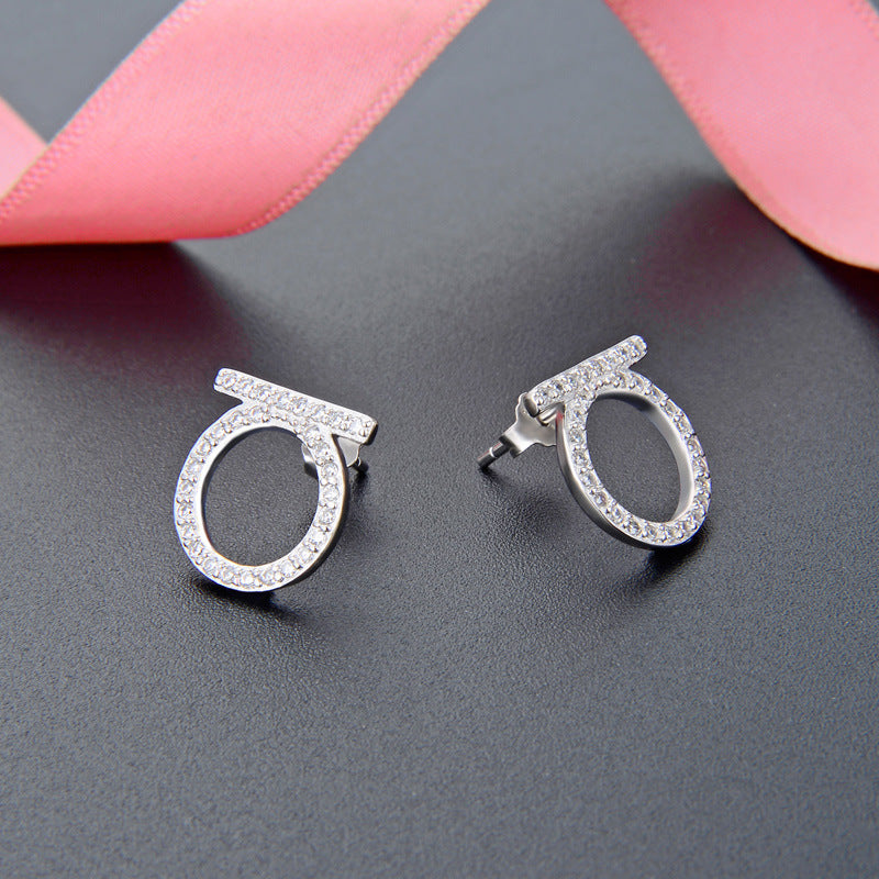 925 Sterling Silver Diamond Circle Stud Earrings - 1.6g Versatile Geometric Earrings with Plastic Backs for Women