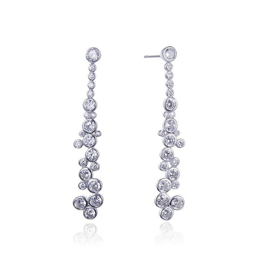 925 Sterling Silver Diamond Circle Stud Earrings - 4.8g Luxury Geometric Earrings with Plastic Backs for Women