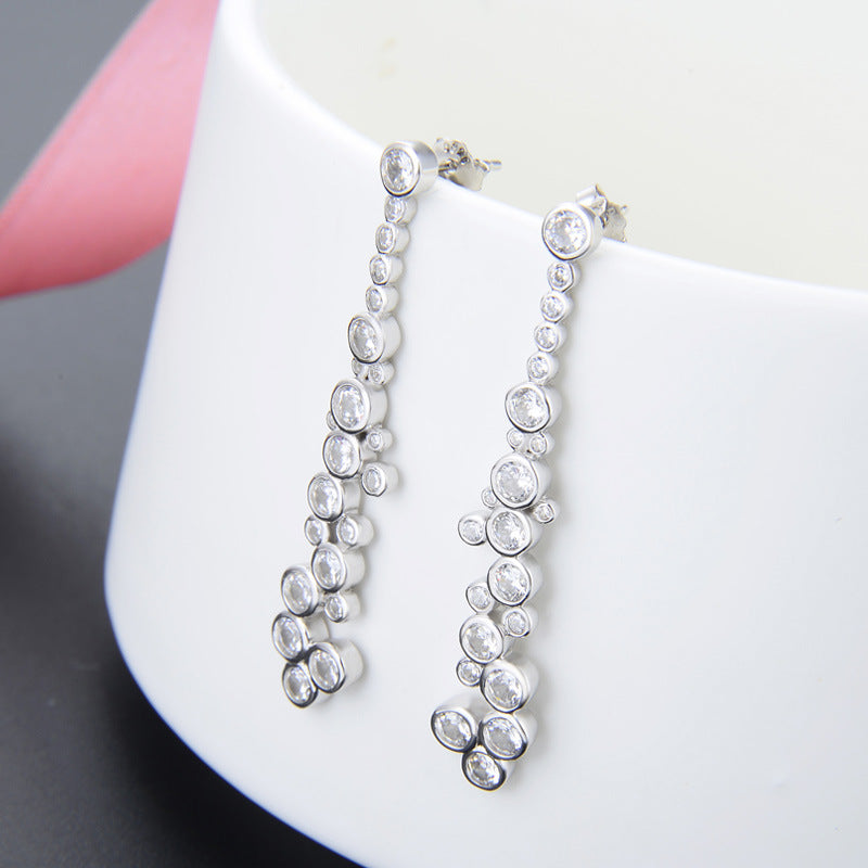 925 Sterling Silver Diamond Circle Stud Earrings - 4.8g Luxury Geometric Earrings with Plastic Backs for Women