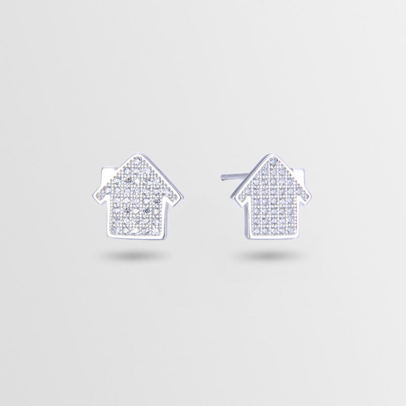 925 Sterling Silver Diamond Geometric Stud Earrings - Minimalist Fashion Earrings with Plastic Backs