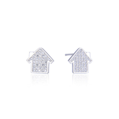 925 Sterling Silver Diamond Geometric Stud Earrings - Minimalist Fashion Earrings with Plastic Backs