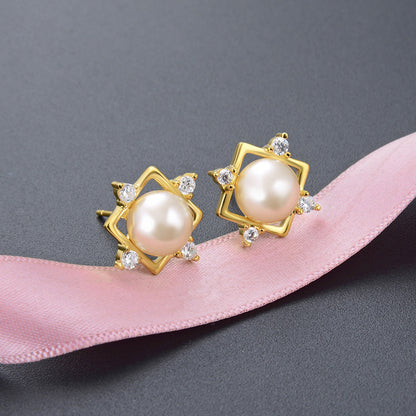 925 Sterling Silver Diamond Peace Lock Stud Earrings - 2.4g Cute Cartoon Chinese Style Earrings with Plastic Backs