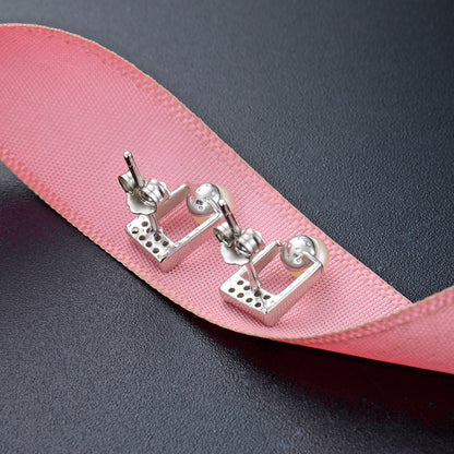 925 Sterling Silver Diamond Stud Earrings - 1g Light Luxury Everyday Earrings with Plastic Backs