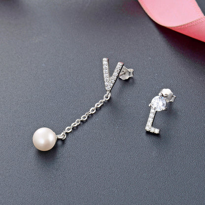 925 Sterling Silver Diamond Stud Earrings - Minimalist Everyday Jewelry for Women (with Plastic Ear Backs)