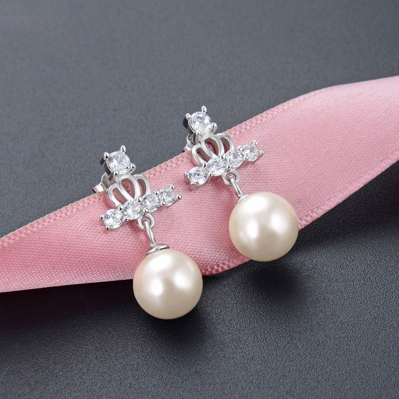 925 Sterling Silver Diamond 'Fu' Character Stud Earrings - 1.7g Professional Chinese Style Earrings with Plastic Backs