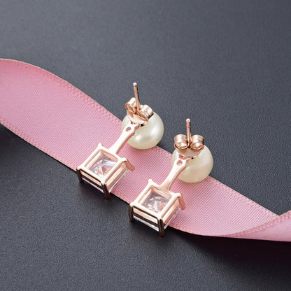 925 Sterling Silver Diamond 'Fu' Character Stud Earrings - 2.2g Minimalist Chinese Style with Plastic Backs