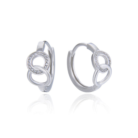 925 Sterling Silver Diamond 'Fu' Clip-On Earrings - 4.3g Korean Style Chinese Blessing Earrings