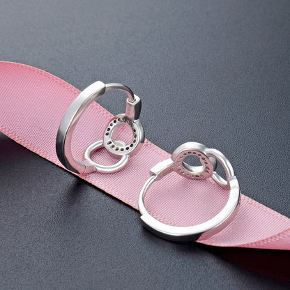 925 Sterling Silver Diamond 'Fu' Clip-On Earrings - 4.3g Korean Style Chinese Blessing Earrings