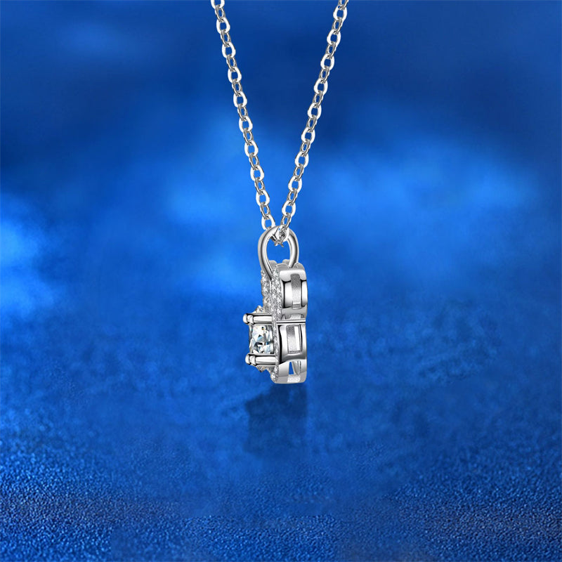925 Sterling Silver Disney Inspired Pendant Necklace with 1ct Moissanite Cross Chain Rhodium Plated Women's Fashion Jewelry