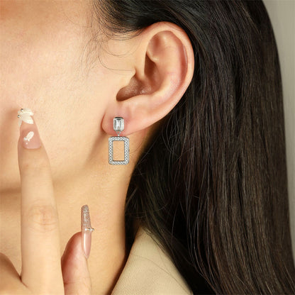 925 Sterling Silver Double C Hoop Earrings for Women Elegant Bow Design with Zircon Accents White Gold Plated