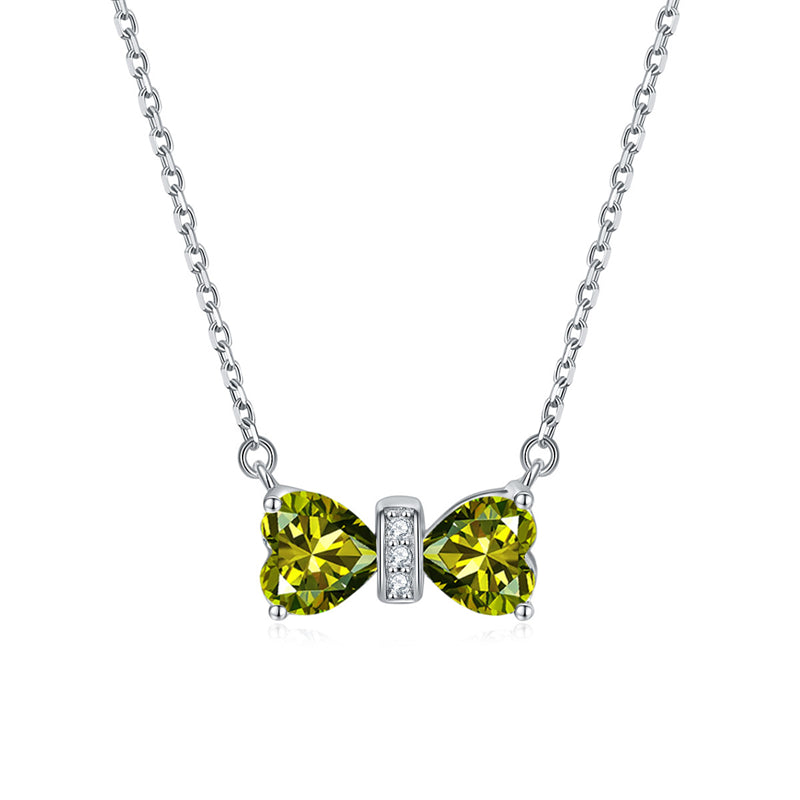 925 Sterling Silver Double Heart Birthstone Necklace - Romantic Lucky Charm Jewelry