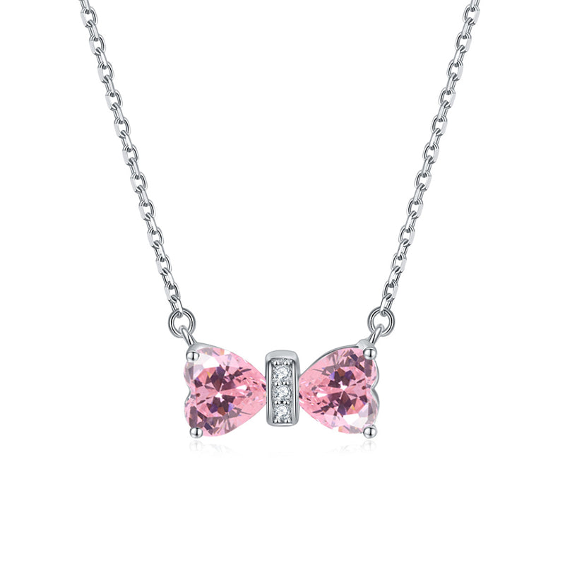 925 Sterling Silver Double Heart Birthstone Necklace - Romantic Lucky Charm Jewelry