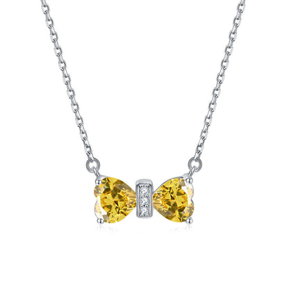 925 Sterling Silver Double Heart Birthstone Necklace - Romantic Lucky Charm Jewelry
