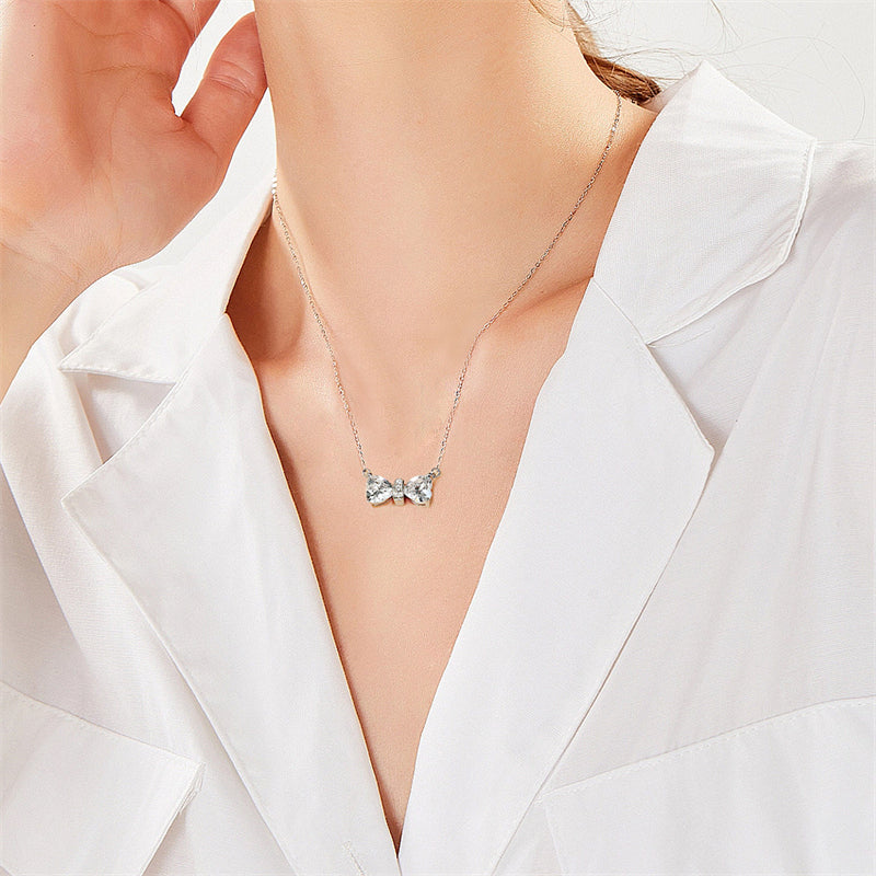 925 Sterling Silver Double Heart Birthstone Necklace - Romantic Lucky Charm Jewelry