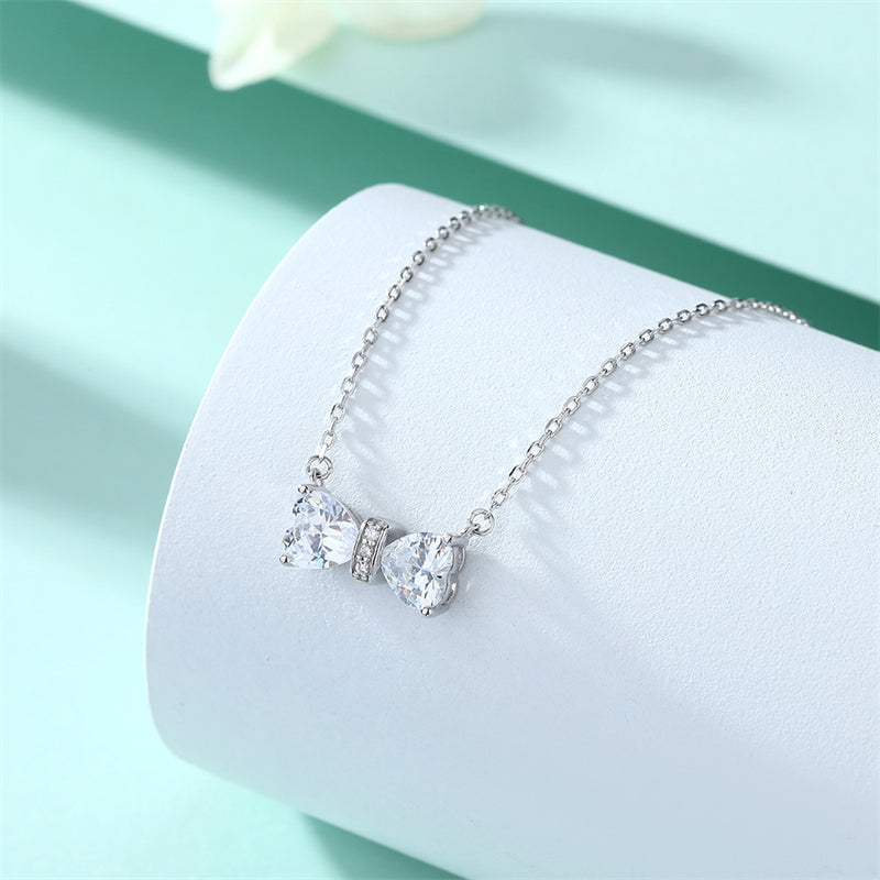 925 Sterling Silver Double Heart Birthstone Necklace - Romantic Lucky Charm Jewelry